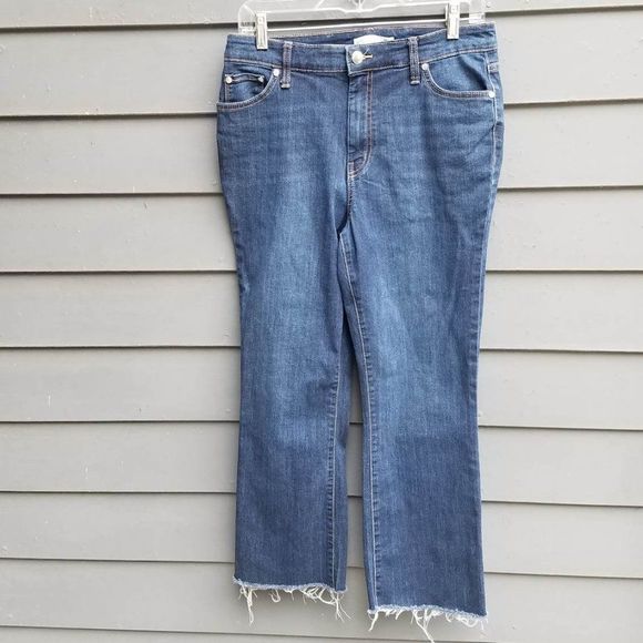 Nine West Kick Flare  Ankle Frayed Jeans Size 12 - Picture 1 of 9